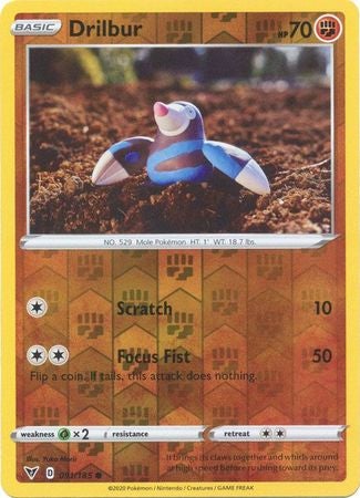 <transcy>Pokemon Card Vivid Voltage 091/185 91/185 Drilbur Reverse Holo Common</transcy>