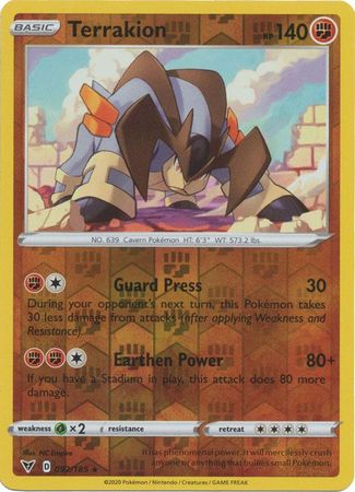 Pokemon Card Vivid Voltage 092/185 92/185 Terrakion Reverse Holo Rare