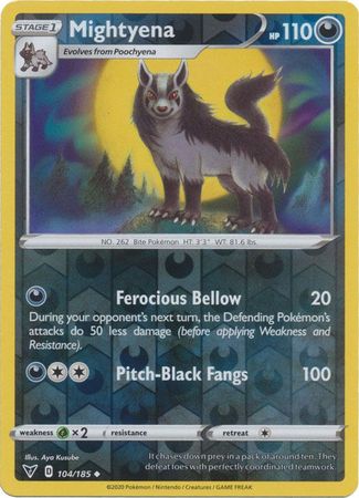 <transcy>Pokemon Card Vivid Voltage 104/185 104/185 Mightyena Reverse Holo Gelegentlich</transcy>