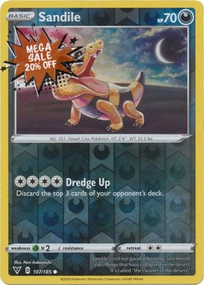 Pokemon Card Vivid Voltage 107/185 107/185 Sandile Reverse Holo Common
