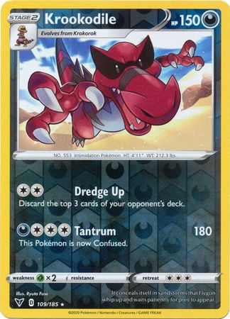 Pokemon Card Vivid Voltage 109/185 109/185 Krookodile Reverse Holo Rare