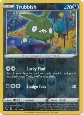 <transcy>Pokémon-kort Levende spænding 110/185 110/185 Trubbish Reverse Holo Common</transcy>
