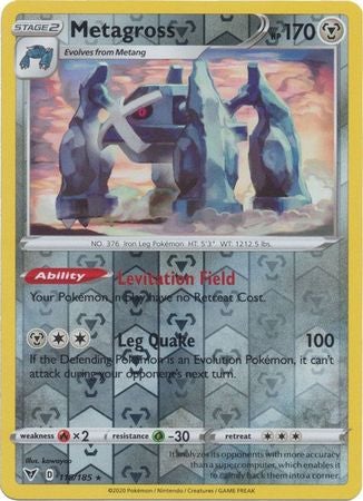 <transcy>Pokemon Card Vivid Voltage 118/185 118/185 Metagross Reverse Holo Sjælden</transcy>