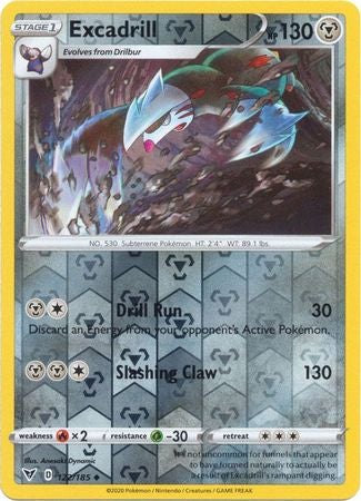 Pokemon Card Vivid Voltage 122/185 122/185 Excadrill Reverse Holo Uncommon