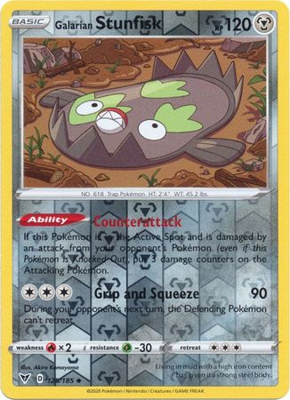 Pokemon Card Vivid Voltage 125/185 125/185 Galarian Stunfisk Reverse Holo