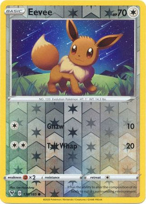 <transcy>بطاقة بوكيمون Vivid Voltage 130/185 130/185 Eevee Reverse Holo Common</transcy>