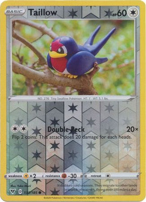 <transcy>Pokemon Card Vivid Voltage 133/185 133/185 Taillow Reverse Holo Common</transcy>