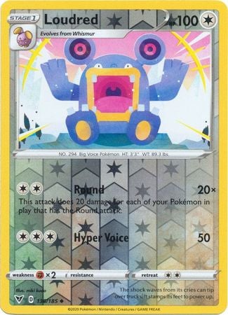 <transcy>Pokemon Card Vivid Voltage 136/185 136/185 Loudred Reverse Holo Ikke almindelig</transcy>