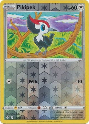 Pokemon Card Vivid Voltage 143/185 143/185 Pikipek Reverse Holo Common