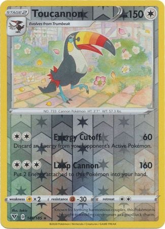 <transcy>Pokemon Card Vivid Voltage 145/185 145/185 Toucannon Reverse Holo Sjælden</transcy>