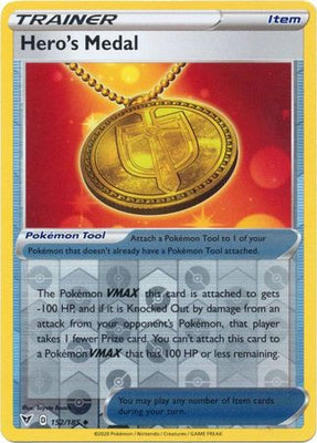 Pokemon Card Vivid Voltage 152/185 152/185 Hero's Medal Item Reverse Holo