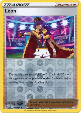 <transcy>Pokemon Card Vivid Voltage 154/185 154/185 Leon Supporter Omvendt Holo Sjælden</transcy>