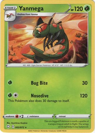 Pokemon Card Shining Fates 002/072 2/72 Yanmega Rare