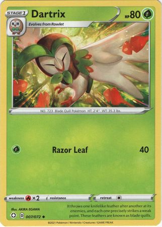 <transcy>Pokemon Card Shining Fates 007/072 7/72 Dartrix Gelegentlich</transcy>