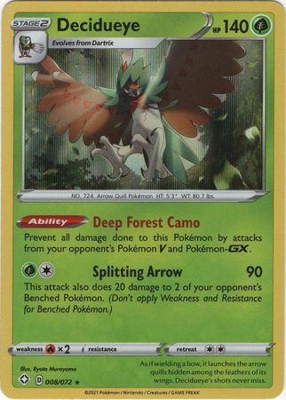 Pokemon Card Shining Fates 008/072 8/72 Decidueye Holo Rare