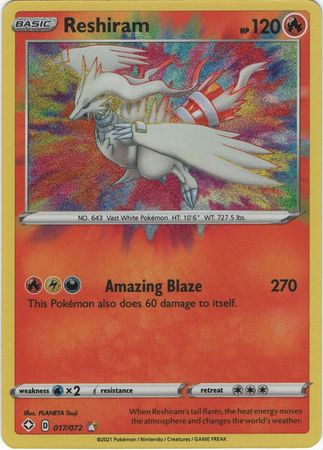 Pokemon Card Shining Fates 017/072 17/72 Reshiram Amazing Rare