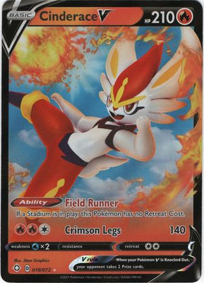 <transcy>Pokemon Card Shining Fates 018/072 18/72 Cinderace V Ultra Rare</transcy>