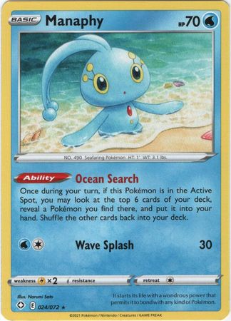 Pokemon Card Shining Fates 024/072 24/72 Manaphy Rare