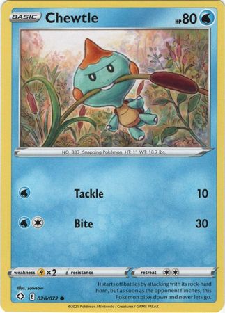 Pokemon Card Shining Fates 026/072 26/72 Chewtle Common