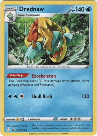 Pokemon Card Shining Fates 027/072 27/72 Drednaw Rare