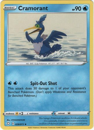 Pokemon Card Shining Fates 028/072 28/72 Cramorant Uncommon