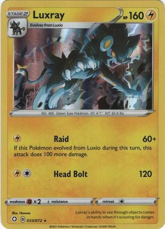 Pokemon Card Shining Fates 033/072 33/72 Luxray Holo Rare