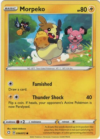 Pokemon Card Shining Fates 036/072 36/72 Morpeko Common