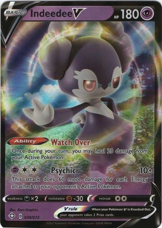 Pokemon Card Shining Fates 039/072 39/72 Indeedee V Ultra Rare