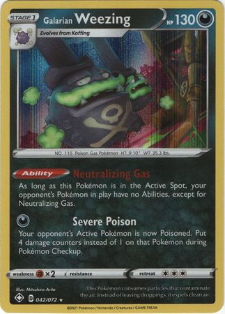 Pokemon Card Shining Fates 042/072 42/72 Galarian Weezing Holo Rare