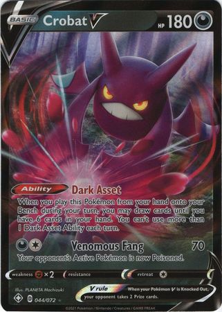 <transcy>Pokemon Card Shining Fates 044/072 44/72 Crobat V Ultra Rare</transcy>