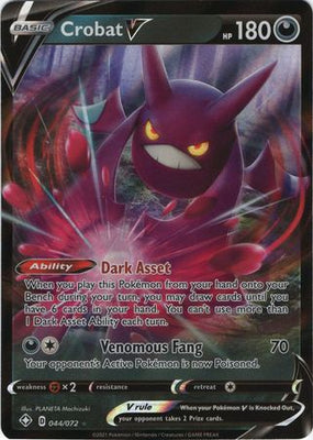 <transcy>Pokemon Card Shining Fates 044/072 44/72 Crobat V Ultra Sjælden</transcy>