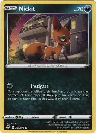 Pokemon Card Shining Fates 047/072 47/72 Nickit Common