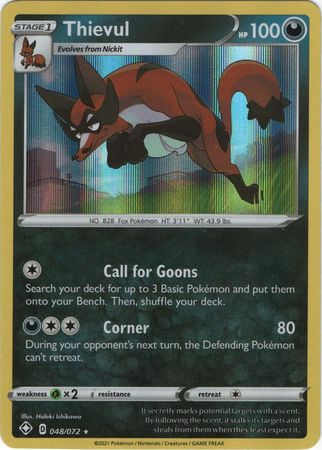 Pokemon Card Shining Fates 048/072 48/72 Thievul Holo Rare