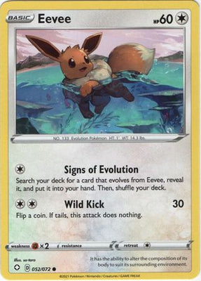 Pokemon Card Shining Fates 052/072 52/72 Eevee Common