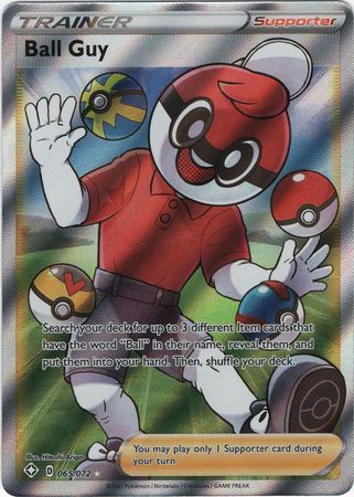 (S) Pokemon Card Shining Fates 065/072 65/72 Ball Guy Supporter Full Art Rare