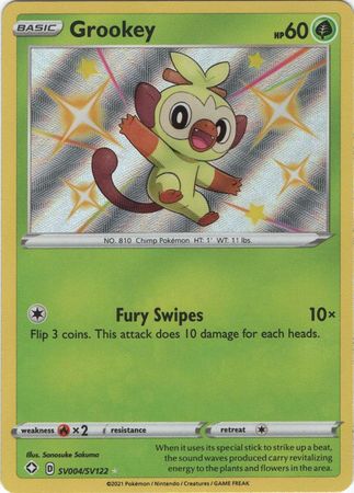 <transcy>مصائر البوكيمون اللامعة SV004 / SV122 SV4 / SV122 Grookey Shiny Rare</transcy>