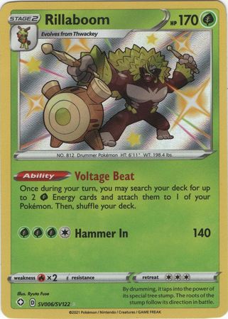 (S) Pokemon Card Shining Fates SV006/SV122 SV6/SV122 Rillaboom Shiny Rare