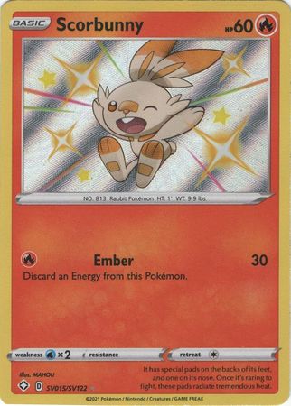 Pokemon Card Shining Fates SV015/SV122 SV15/SV122 Scorbunny Shiny Rare