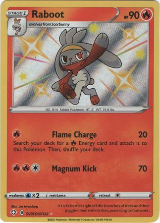 <transcy>Pokemon Card Shining Fates SV016 / SV122 SV16 / SV122 Raboot Shiny Sjælden</transcy>