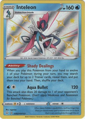 <transcy>Pokemon Card Shining Fates SV027 / SV122 SV27 / SV122 Inteleon skinnende sjælden</transcy>