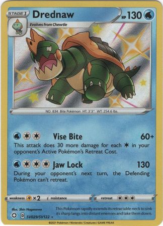 <transcy>Pokemon Card Shining Fates SV029 / SV122 SV29 / SV122 Drednaw Shiny Rare</transcy>