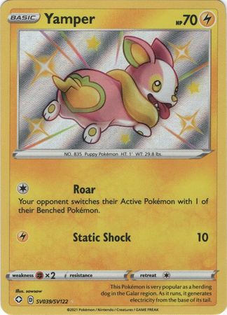 <transcy>Pokemon Card Shining Fates SV039 / SV122 SV39 / SV122 Yamper Shiny Sjælden</transcy>