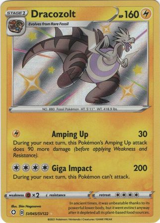 Pokemon Card Shining Fates SV045/SV122 SV45/SV122 Dracozolt Shiny Rare