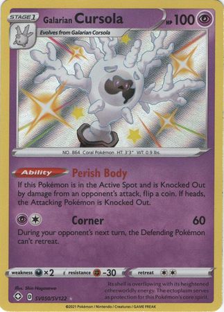 Pokemon Card Shining Fates SV050/SV122 SV50/SV122 Galarian Cursola Shiny Rare