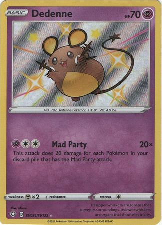 <transcy>Pokemon Card Shining Fates SV051 / SV122 SV51 / SV122 Dedenne Shiny Rare</transcy>