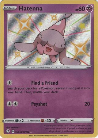 <transcy>Pokemon Card Shining Fates SV054 / SV122 SV54 / SV122 Hatenna Shiny Rare</transcy>