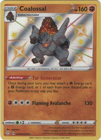 Pokemon Card Shining Fates SV069/SV122 SV69/SV122 Coalossal Shiny Rare