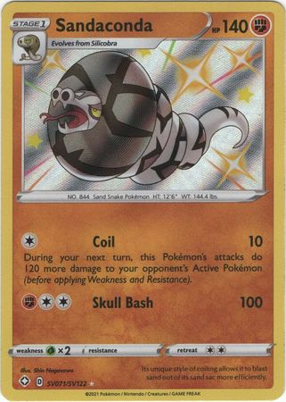 <transcy>Pokemon Card Shining Fates SV071 / SV122 SV71 / SV122 Sandaconda skinnende sjælden</transcy>