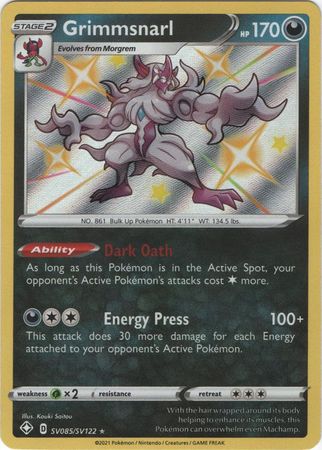 <transcy>Pokemon Card Shining Fates SV085 / SV122 SV85 / SV122 Grimmsnarl Shiny Rare</transcy>