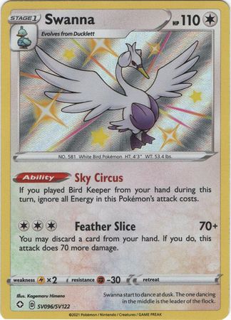 Pokemon Card Shining Fates SV096/SV122 SV96/SV122 Swanna Shiny Rare